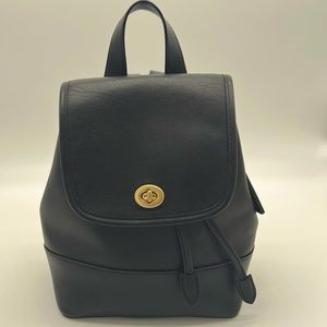 Coach Originals Leather Turnlock Backpack- Black